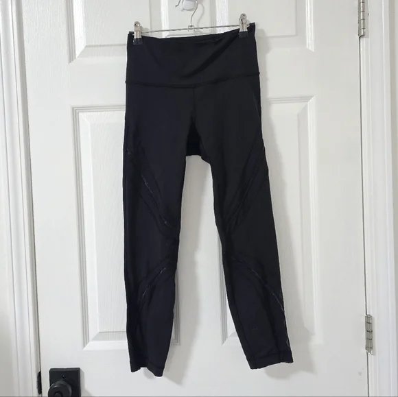 Lululemon Black Wunder Under Metta Mesh Leggings Size 6 - Picture 4 of 9